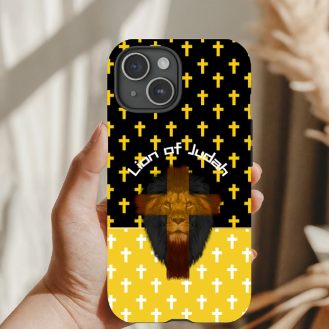 Faith Yellow Black White Cross Lion of Judah  Case-Mate iPhone Hülle (Von Creator hochgeladen)
