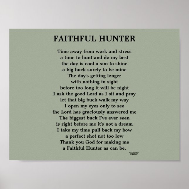 FAITHFUL HUNTER POEM POSTER (Vorne)