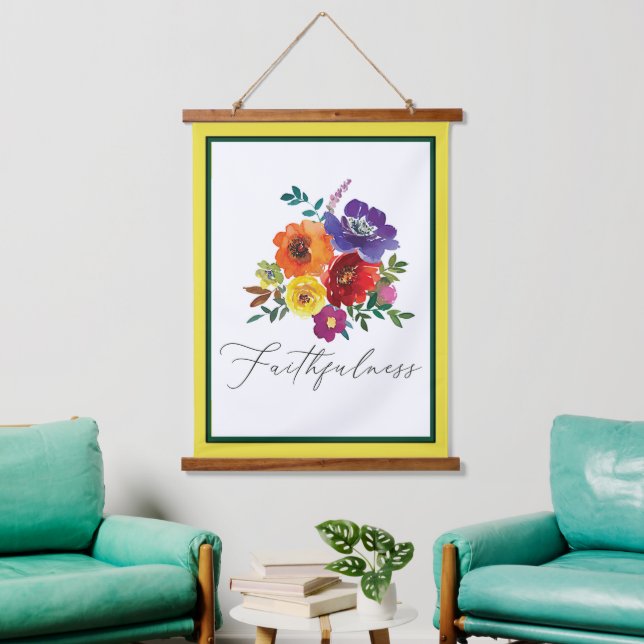 Faithfulness mehrfarbig blumenreich wandteppich mit holzrahmen (Wohnzimmer)