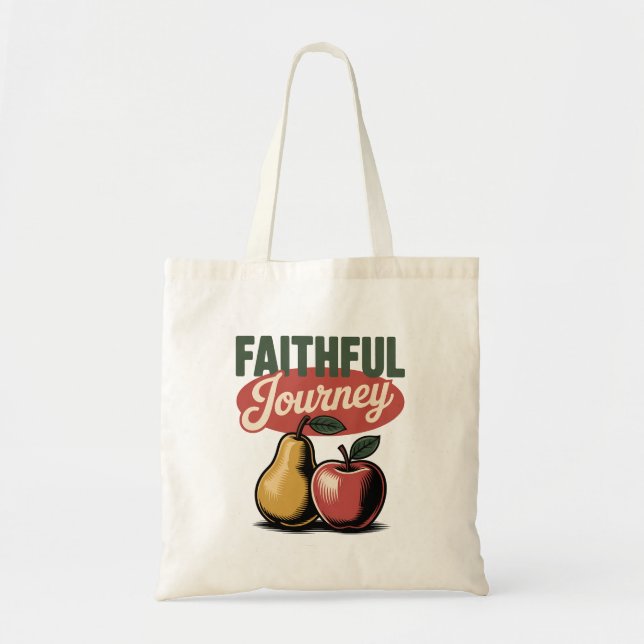 Faithly Journey Pear Apple Retro Christliches T-Sh Tragetasche (Vorne)