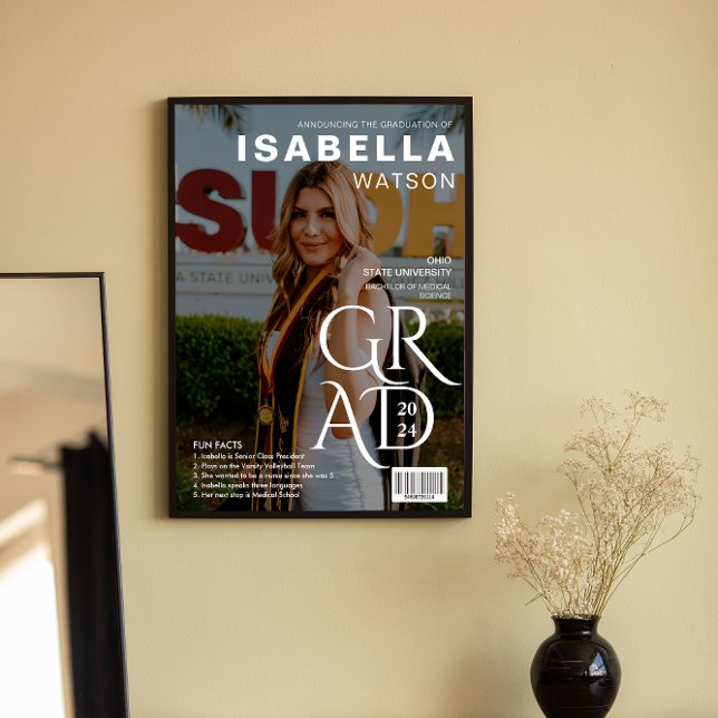 Faits amusants | Poster photo de la couverture du  (Fun Facts | Magazine Cover Photo Graduation Poster)