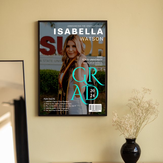 Faits amusants | Poster photo de la couverture du  (Fun Facts | Magazine Cover Photo Graduation Poster)