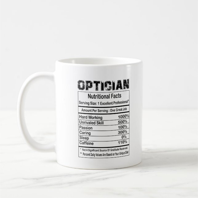 Faits nutritionnels opticiens 11oz Mug (Gauche)