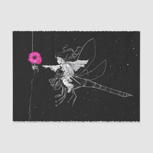 Faiy Night mit rosa Blume Tissue Paper Seidenpapier (Vorderseite)