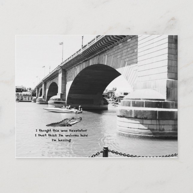(Fake) Alligator beim Baden an der London Bridge Postkarte (Vorderseite)