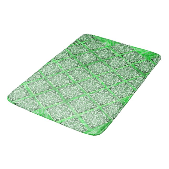 Fake Azulejo, Fakes Folhagens Verdes, Quadradas. Badematte (Schrägansicht)