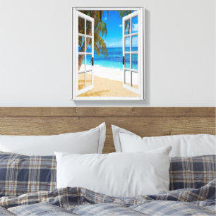 Fake "Beach Ocean View" Leinwanddruck