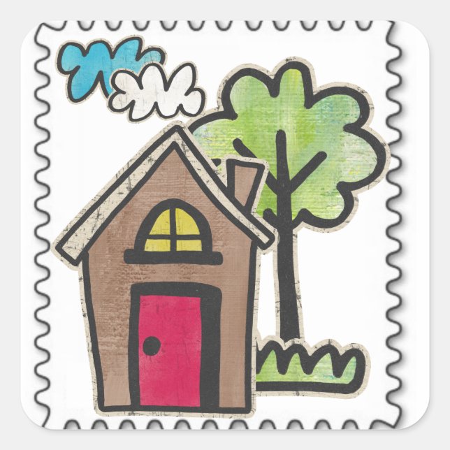 Fake-Briefmarke Quadratischer Aufkleber (Vorderseite)
