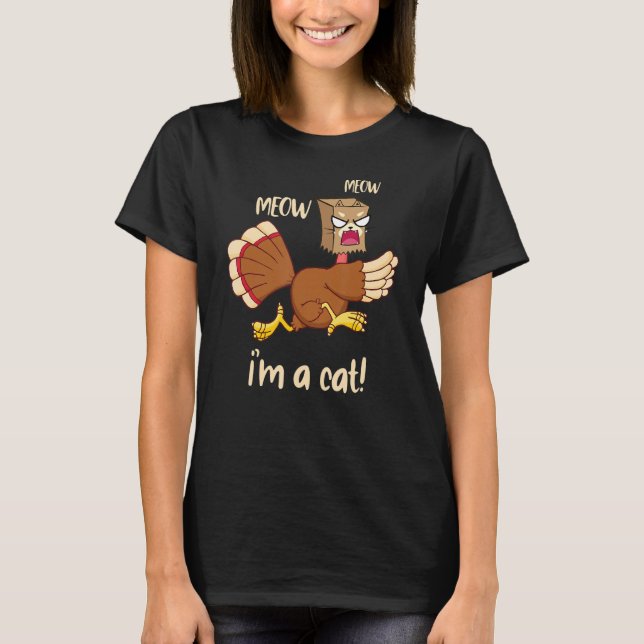 Fake Cat Meow Erntedank Türkei Erntedank Cat T-Shirt (Vorderseite)