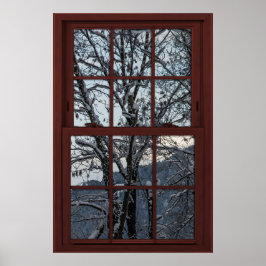 Fake-Fenster - Illusion - Winter-Woods-Ansicht 2 v Poster