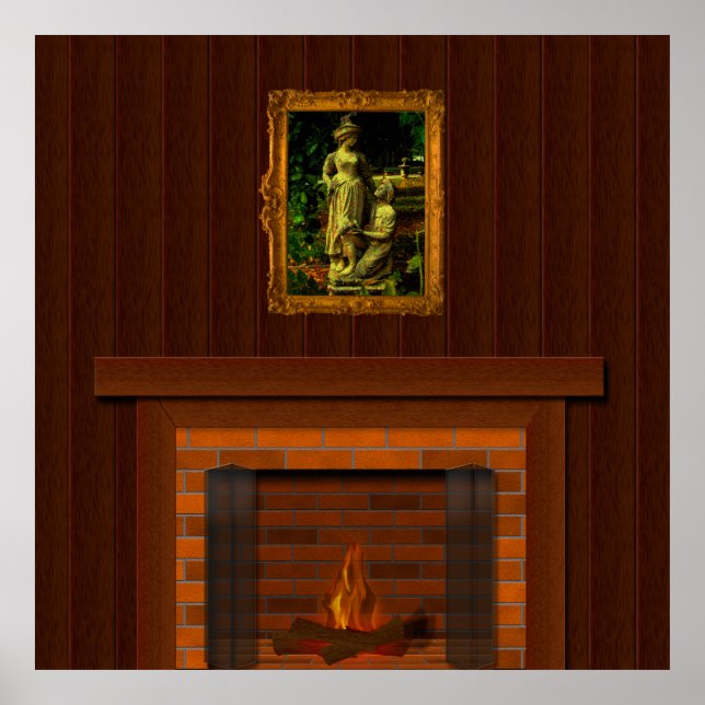 Fake Fireplace Halloween Spuk Hauspropole Poster (Vorne)