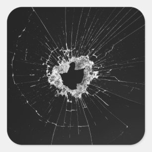 Fake gebrochen Design - Funny Theatre Abschreckung Quadratischer Aufkleber