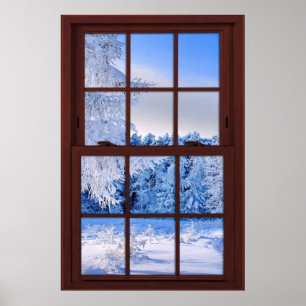 Fake Imitate FensterIllusion - Schneeszene Poster