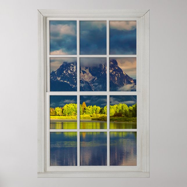 Fake Imitate FensterIllusion - Sonnenschein Aussic Poster (Vorne)
