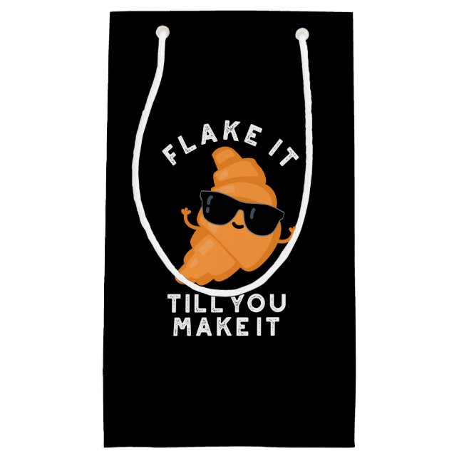 Fake it to make it Funny Pastry Puff Dark BG Kleine Geschenktüte (Vorderseite)