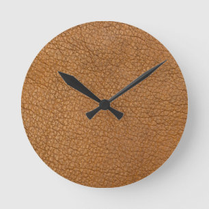 Fake-Leder-Look Runde Wanduhr