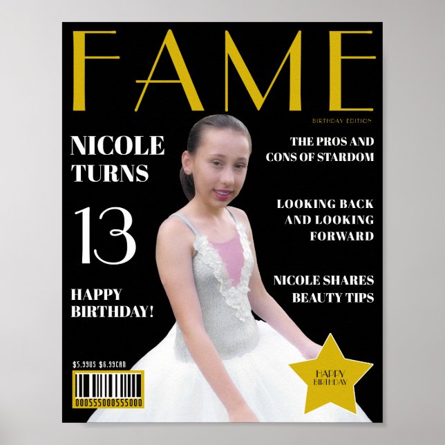 Fake Magazine Cover Fame Girls Geburtstag Poster (Vorne)