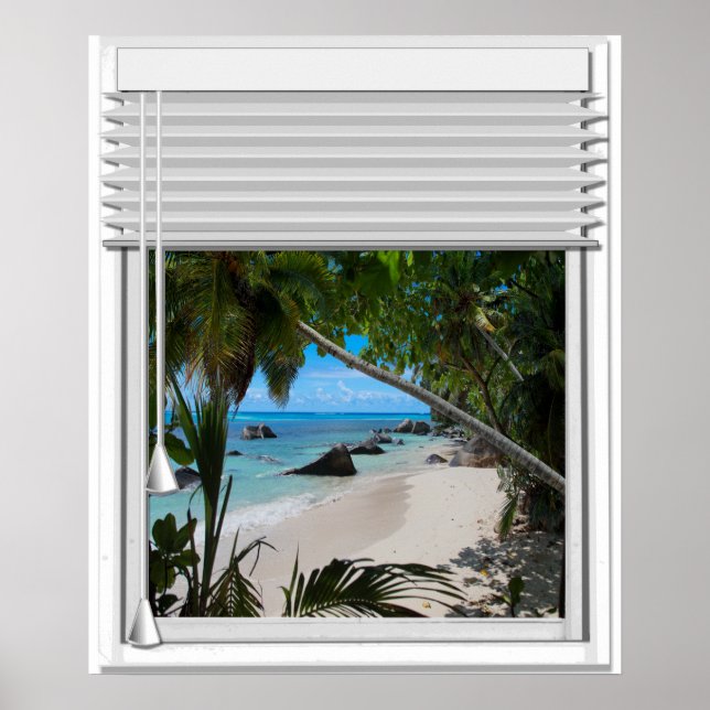 Fake mit Blinds im  des tropischen Strandes Poster (Vorne)