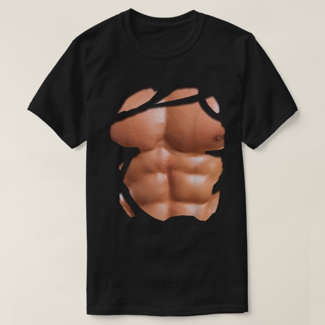 Fake Muskel unter Kleidung Shirt Brustkorb Sixpack (Design vorne)