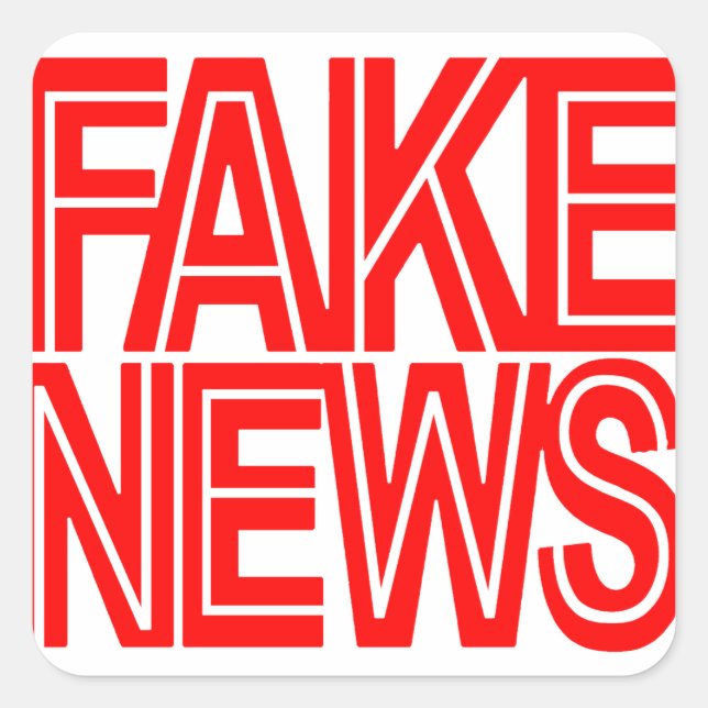 FAKE NEWS LOGO QUADRATISCHER AUFKLEBER (Vorderseite)