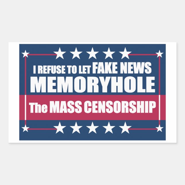Fake News Memoryhole Die Massenzensur Rechteckiger Aufkleber (Vorderseite)