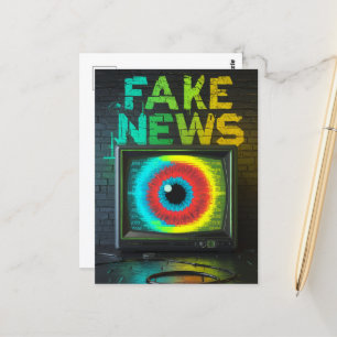 Fake News Retro TV Eyeball Glitch Postkarte