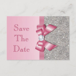 Fake Pink Bow Diamanten Save the Date Babydusche