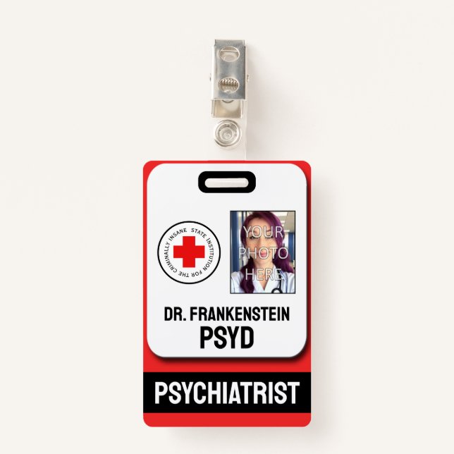 Fake Psychiater für verbrecherisches Abzeichen Ausweis (Vorderseite mit Klammer)