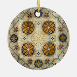 Fake-Querstich gestickte Weihnachtsverzierung Keramikornament