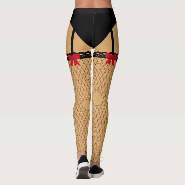Fake Torn Fishnet Strumpfs Suspenders Halloween Leggings (Rückseite)