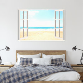 Fake-Zuhause-Office für das Beach View Leinwanddruck