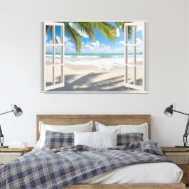 Fake-Zuhause-Office für das Beach View Leinwanddruck