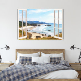 Fake-Zuhause-Office für das Beach View Leinwanddruck