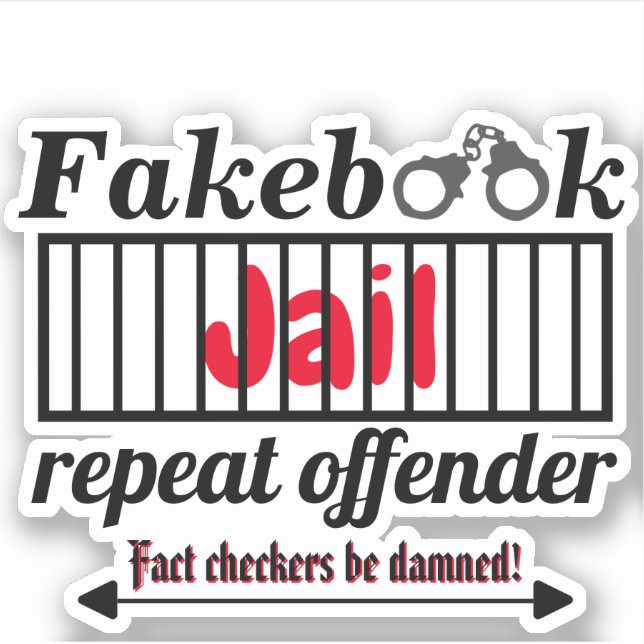 Fakebook Jail Repeat Offender Novelty Parody Aufkleber (Vorderseite)