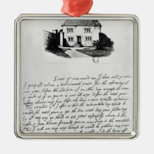 Faksimile des Buchstaben Haus herein Silbernes Ornament