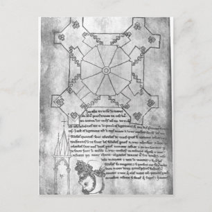 Faksimile-Kopie eines Turmplans Postkarte