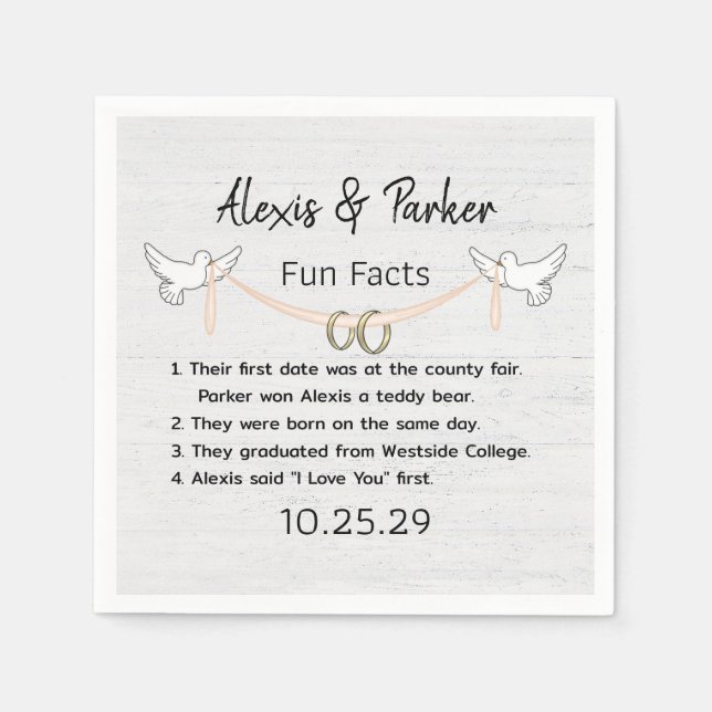 Fakten zum Hochzeitscouple Fun Serviette (Vorderseite)