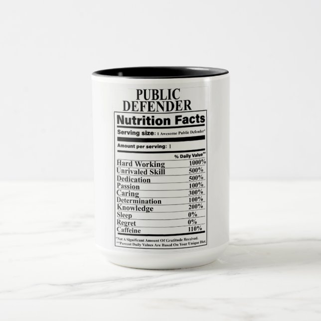 Fakten zur Ernährung öffentlicher Verteidiger Tasse (Zentrum)