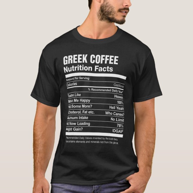 Fakten zur griechischen Kaffeeernährung T-Shirt (Vorderseite)