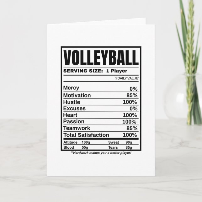 Fakten zur Volleyball-Ernährung Karte (Vorderseite)