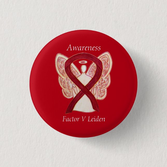 Faktor V Leiden Bewusstsein Ribbon Custom Angel Bu Button (Vorderseite)