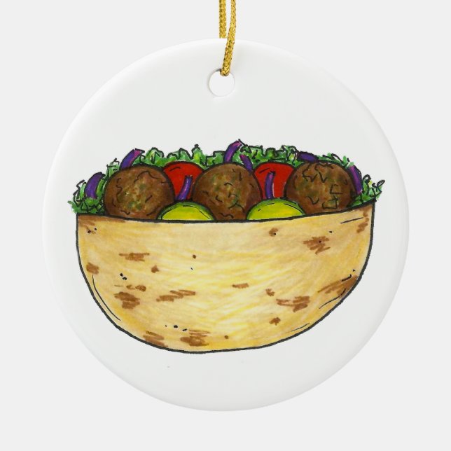 Falafel gefüllt Pita Sandwich mediterrane Küche Keramik Ornament (Vorne)