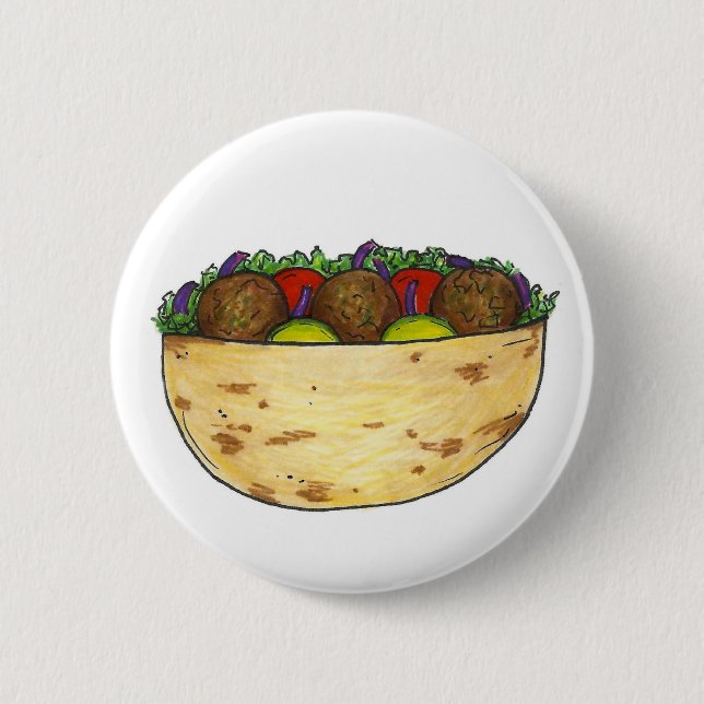 Falafel Pita Sandwich gestopfte mediterrane Küche Button (Vorderseite)