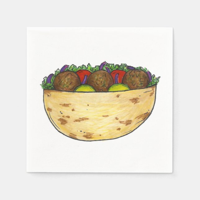 Falafel Pita Sandwich Mittelmeer Feinschmecker Nap Serviette (Vorderseite)