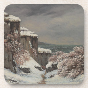 Falaises au Bord de la Mer sous la Neige - Courbet Getränkeuntersetzer