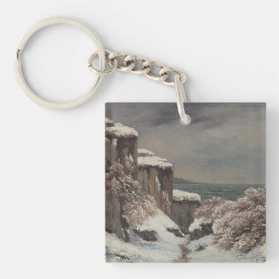 Falaises au Bord de la Mer sous la Neige - Courbet Schlüsselanhänger