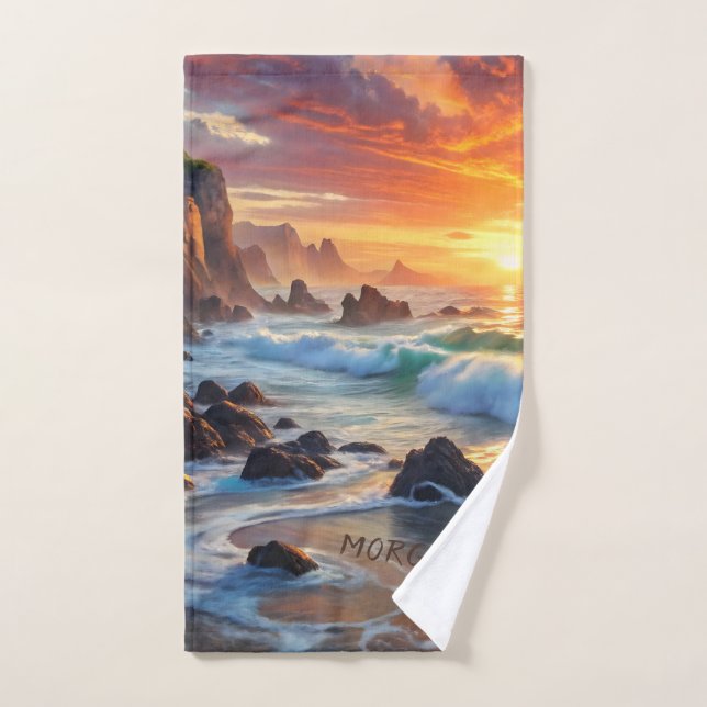 Falaises de couchers de soleil tropicaux - Sports  (Serviette à main)