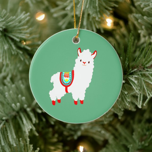FaLaLa Llama mit individuellem Jahr Keramik Ornament (Baum)