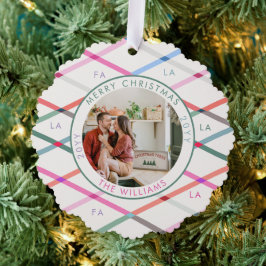 Falala Pastel Checkered Pattern Weihnachtsfeiertag Ornament Karte