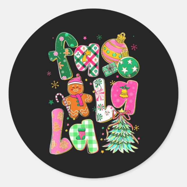 Falala Sublimation Gingerbread Preppy Christmas Co Runder Aufkleber (Vorderseite)